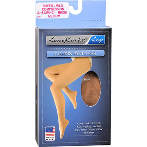 Loving Comfort Fashion Pantyhose Sheer Mild Beige Medium - 1 ea.