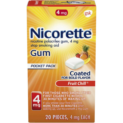 Nicorette Nicotine Polacrilex Gum 4 mg Fruit Chill - 20 ct