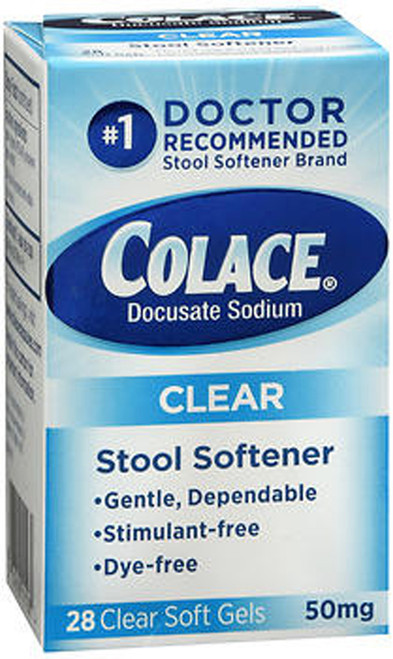 Colace Clear Stool Softener 50 mg - 28 Soft Gels