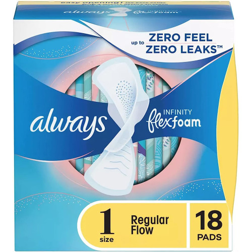 Always Infinity FlexFoam Pads Regular Flow - 18 ct
