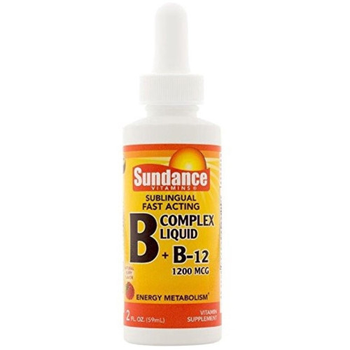 Sundance Vitamins B + B12 Complex 1200 mcg Liquid Natural Berry Flavor - 2 oz