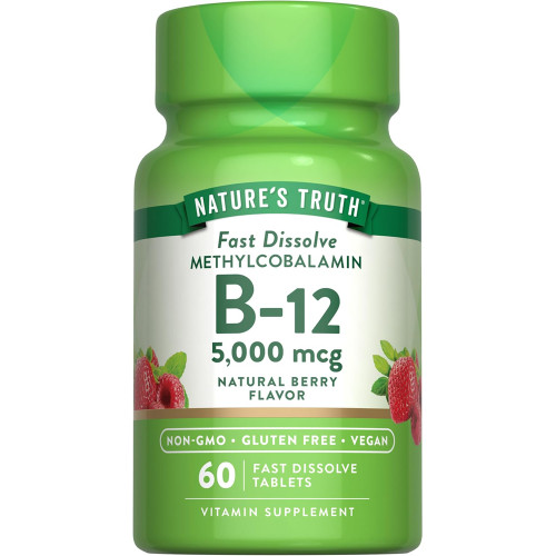 Nature's Truth Sublingual Methylcobalamin B-12 5000 mcg Fast Dissolve Tabs Natural Berry Flavor - 60 ct