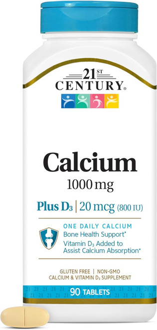 21st Century Calcium 1000 + D3 Supplement Tablets  - 90 ct