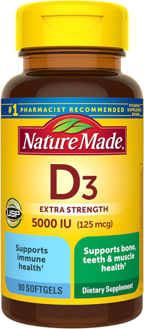 Nature Made Vitamin D3 5000 IU - 90 Liquid Softgels