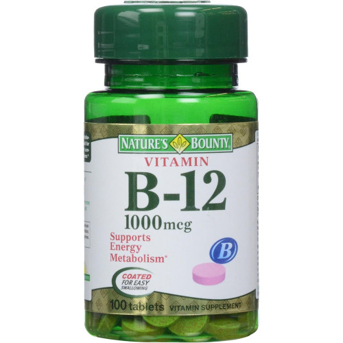 Nature's Bounty Vitamin B-12 1000 mcg Supplement - 100 Tablets