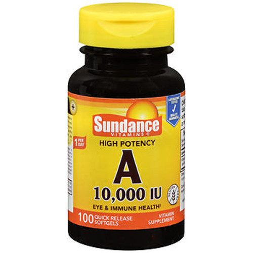 Sundance Vitamins High Potency A 10,000 IU Vitamin Supplement Quick Release Softgels - 100 ct
