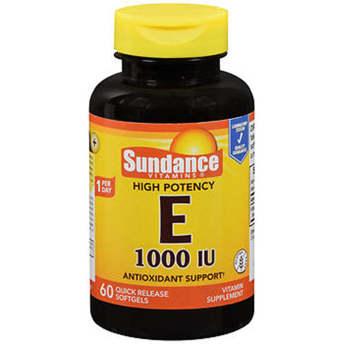 Sundance Vitamins High Potency E 1000 IU Vitamin Supplement Quick Release - 60 Softgels