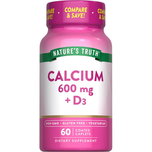 Nature's Truth Calcium 600 mg + D3 - 60 Coated Caplets