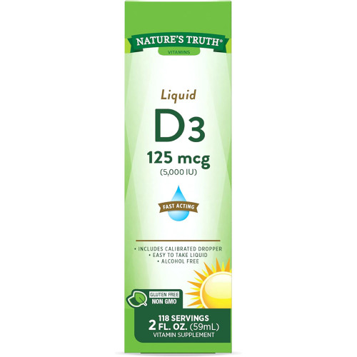 Nature's Truth D3 5000 IU Fast Acting Vitamin Supplement Liquid - 2 oz