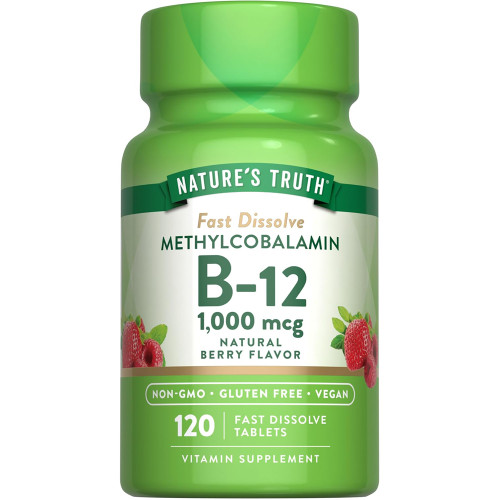 Nature's Truth Sublingual Methylcobalamin B-12 1000 mcg Fast Dissolve Tabs Natural Berry Flavor - 120 ct Nature's Truth Sublingual Methylcobalamin B-12 1000 mcg Fast Dissolve Tabs Natural Berry Flavor - 120 ct