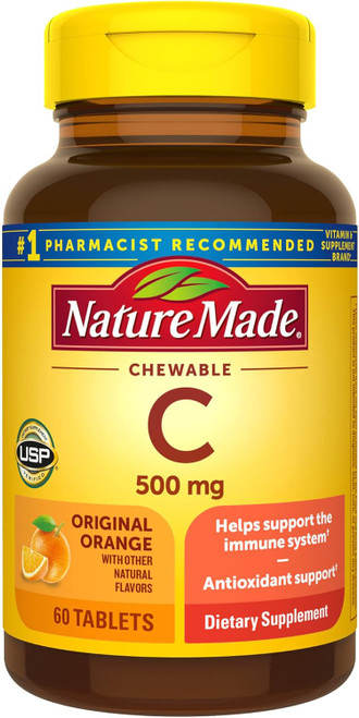 Nature Made Vitamin C 500 mg Chewable Tablets Orange Flavor - 60 ct