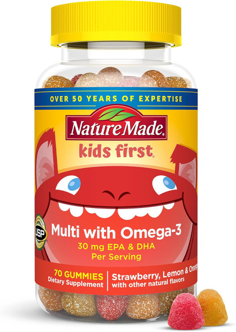 Nature Made Kids 1st Multivitamin w/ Omega-3 Dietary Supplement Gummies - Strawberry Lemon & Orange - 70ct