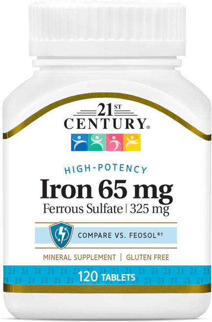21st Century Iron 65 mg with  Ferrous Sulfate 325 mg - 120 Tablets