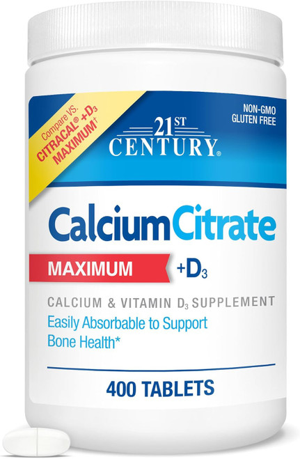 21st Century Calcium Citrate + Vitamin D Caplets - 400 ct