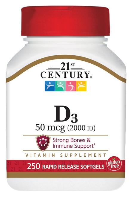 21st Century D3-2000 IU Softgels  250 ct