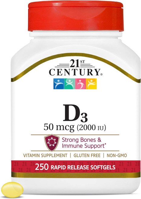 21st Century D3-2000 IU Softgels  250 ct