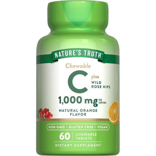 Nature's Truth Chewable C 1000 mg plus Wild Rose Hips Tablets Natural Orange Flavor - 60 ct