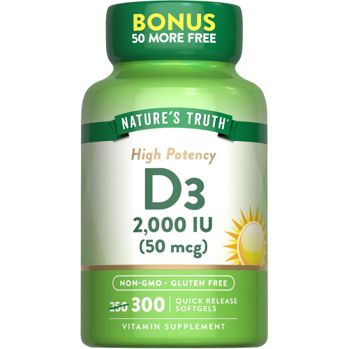 Nature's Truth High Potency Vitamin D3 2000 IU Quick Release Softgels - 300 ct
