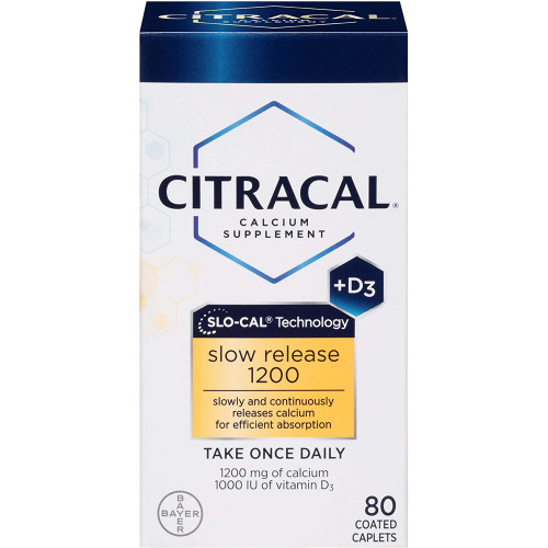 Citracal Calcium Slow Release 1200 + D3 Supplement Coated Caplets - 80 ct Citracal Calcium Slow Release 1200 + D3 Supplement Coated Caplets - 80 ct