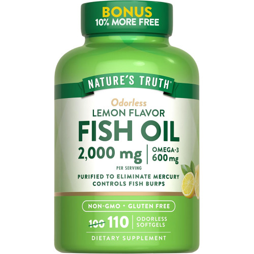 Nature's Truth Vitamins Odorless Fish Oil 1000 mg Lemon Flavor - 110 Softgels