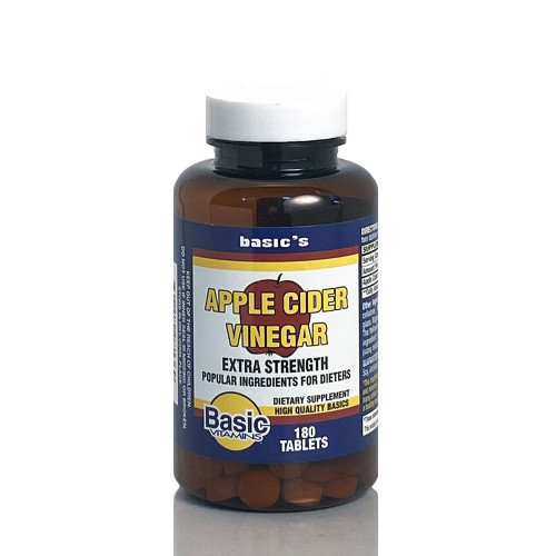 Basic Vitamins Apple Cider Vinegar Tablets Extra Strength - 180 ct