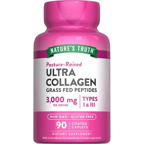 Nature's Truth Vitamins Hydrolyzed Collagen Type I & III plus Vitamin C - 90 Coated Caplets
