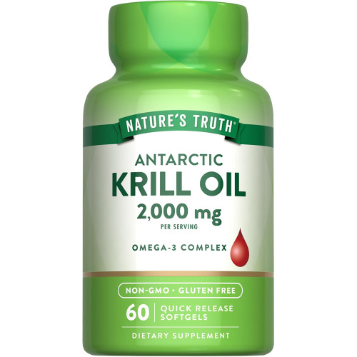 Nature's Truth 100% Pure Red Krill Oil 2000 mg Omega -3 Quick Release Softgels - 60 ct