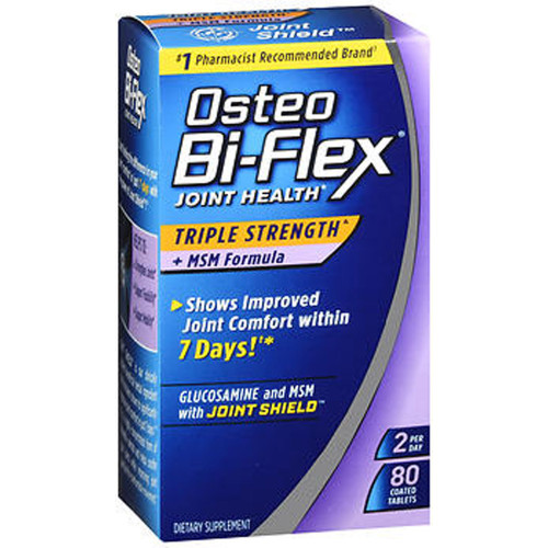 Osteo Bi-Flex Joint Health Triple Strength + MSM Formula Joint Shield + Glucosamine Coated Tablets - 80 ct