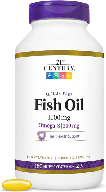21st Century Fish Oil 1000 mg Omega-3 - 180 Enteric Coated Softgels