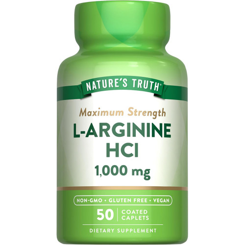 Nature's Truth Maximum Strength L-Arginine HCL 1000 mg Coated Caplets - 50 ct