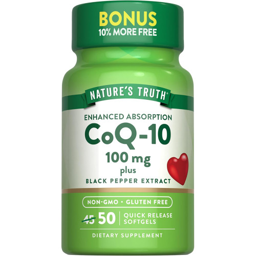 Nature's Truth Enhanced Absorption CoQ-10 100 mg plus Black Pepper Extract Quick Release Softgels - 50 ct