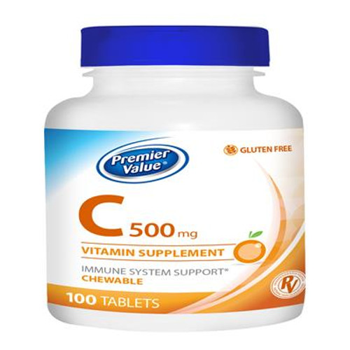 Premier Value C Chewable Vitamin Supplement, Orange - 500mg, Tablet 100ct