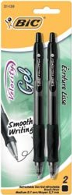 Velocity Retractable Gel Pen - Black, 2 pk