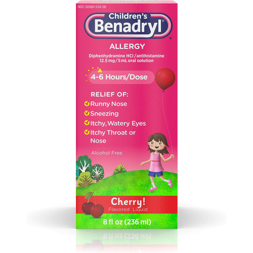 Benadryl Children's Allergy Liquid Cherry Flavored - 8 oz