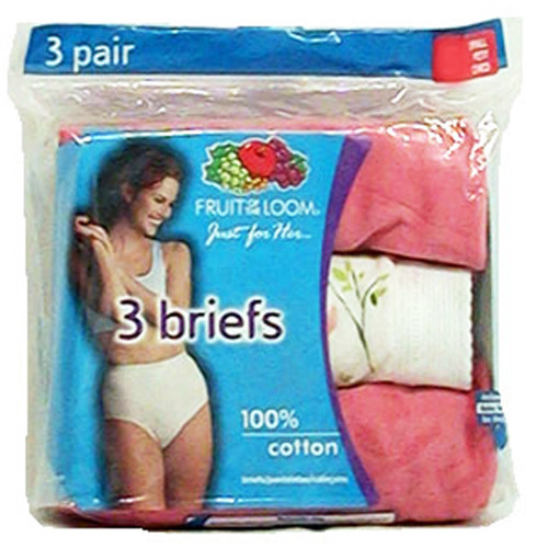Ladies' Colored Cotton Briefs 3-Pack Underwear - Size 8, Assorted