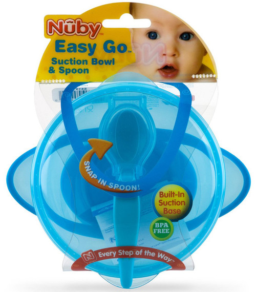 Nuby Easy Go Suction Bowl With Lid & Spoon - Asst