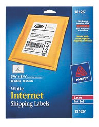 Avery Internet Shipping Labels 20ct - White, 5.5 x 8.5