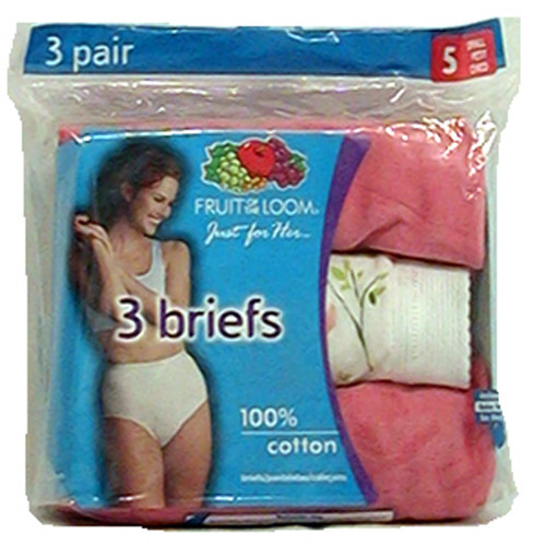 Ladies' Colored Cotton Briefs 3-Pack Underwear - Size 5, Assorted