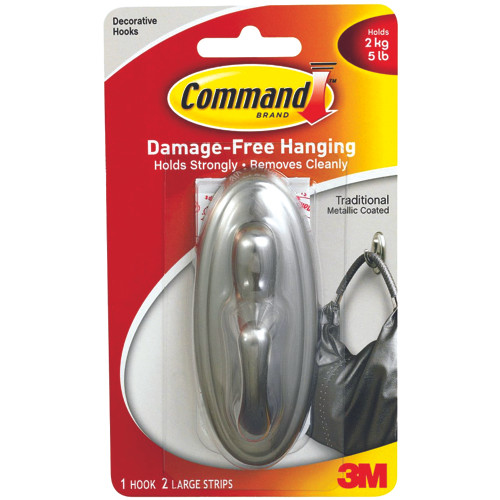 Command Traditional Large Hook - Metallic Coated, 5 lb