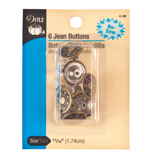 Jean Buttons - 6 pc - Antique Brass, 6 pc