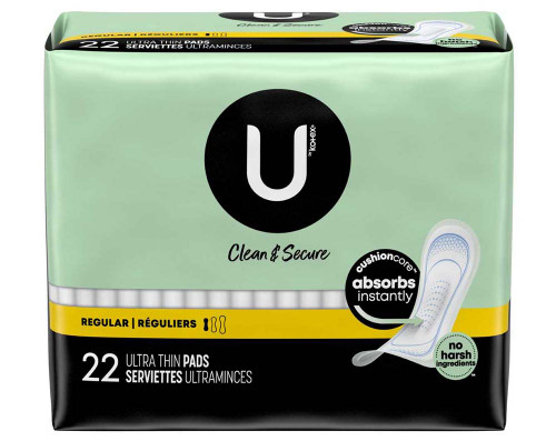 U by Kotex Security Ultra Thin Pads Regular - 8 pks of 22