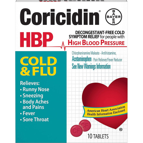 Coricidin HBP Tablets Cold and Flu - 10 ct