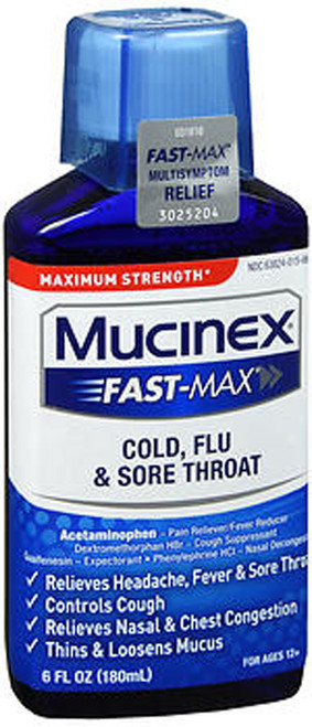 Mucinex Fast-Max Cold, Flu & Sore Throat Liquid - 6 oz