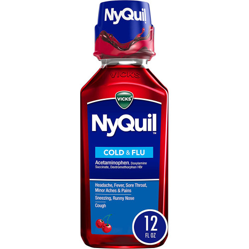 Vicks NyQuil Cold Flu Nighttime Relief Liquid Cherry - 12 oz