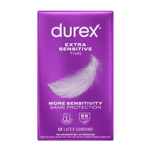 Durex Lubricated Latex Condoms, Extra Sensitive - 12 ea.