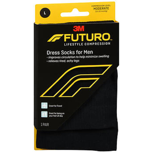 Futuro Revitalizing Dress Socks for Men Moderate Compression Large Black - 1 pr