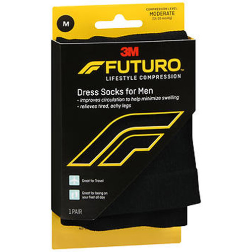 Futuro Revitalizing Dress Socks for Men Medium Black Moderate Compression - 1 pr