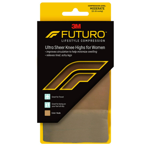 Futuro Revitalizing Ultra Sheer Knee Highs for Women Medium Nude Moderate Compression - 1 Pair