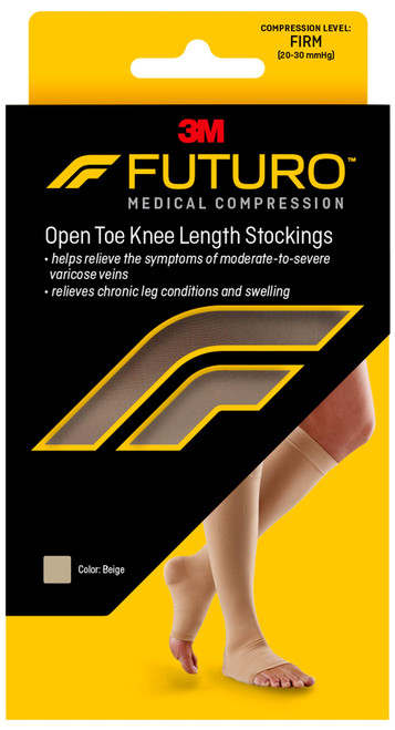 Futuro Therapeutic Open Toe Knee Length Stockings Firm XLarge Beige