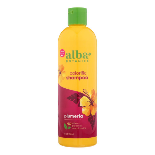 Alba Botanica Hawaiian Natural Shampoo Colorific Plumeria - 12 Fl Oz